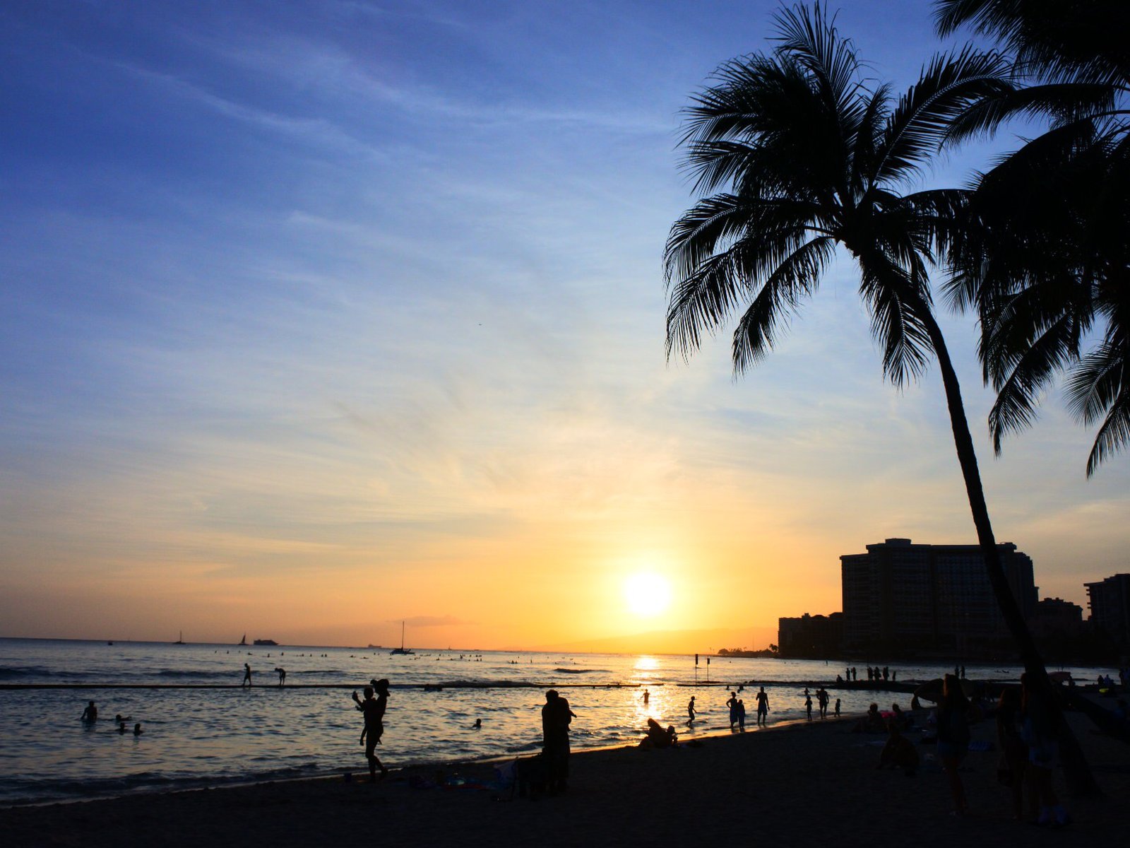 Waikiki sunset on the beach