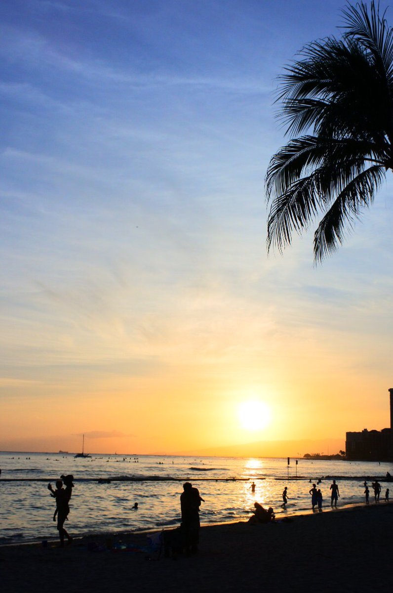 Waikiki sunset on the beach