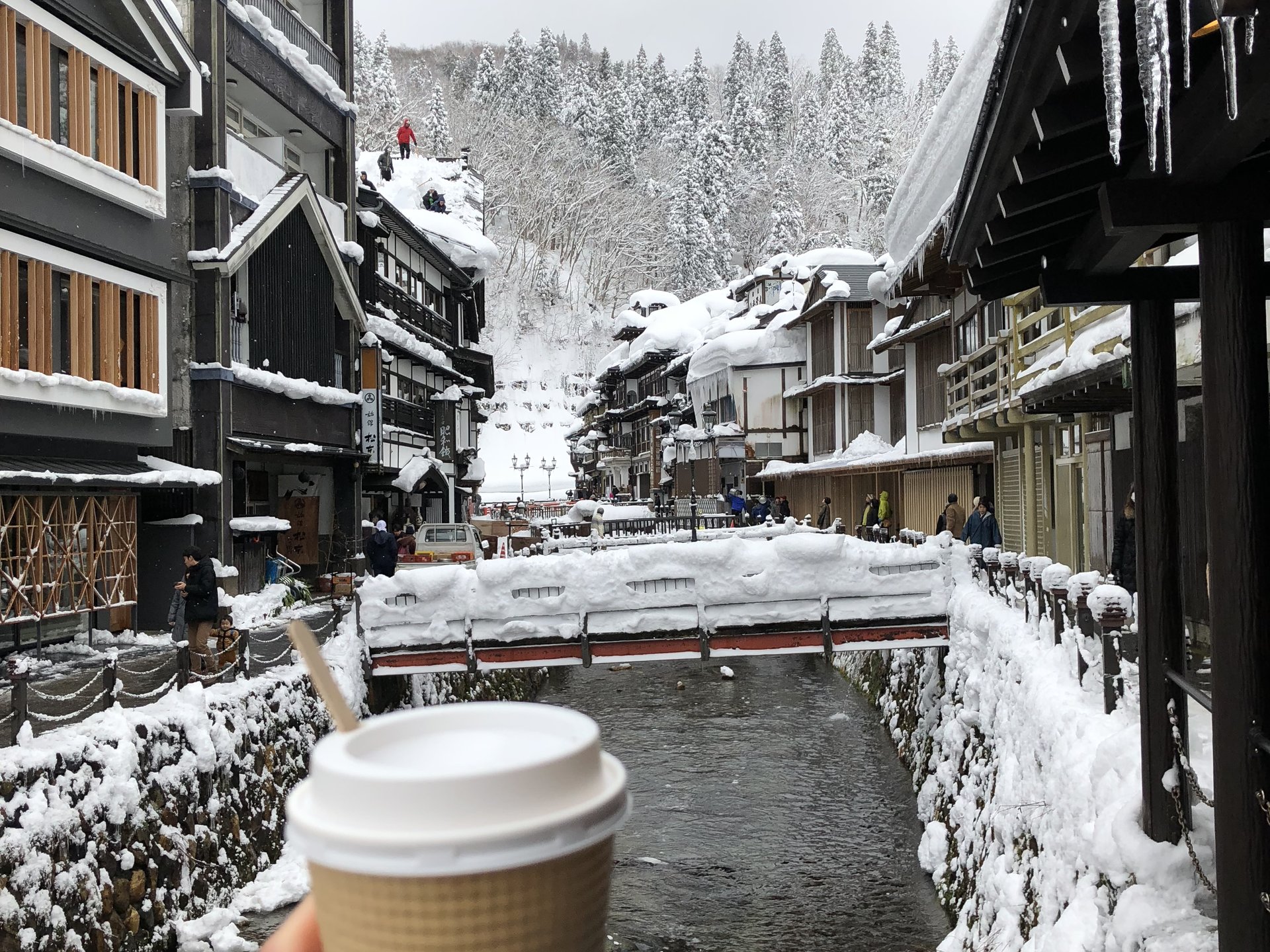 真っ白な雪景色を眺め心癒される大正浪漫温泉郷『銀山温泉』