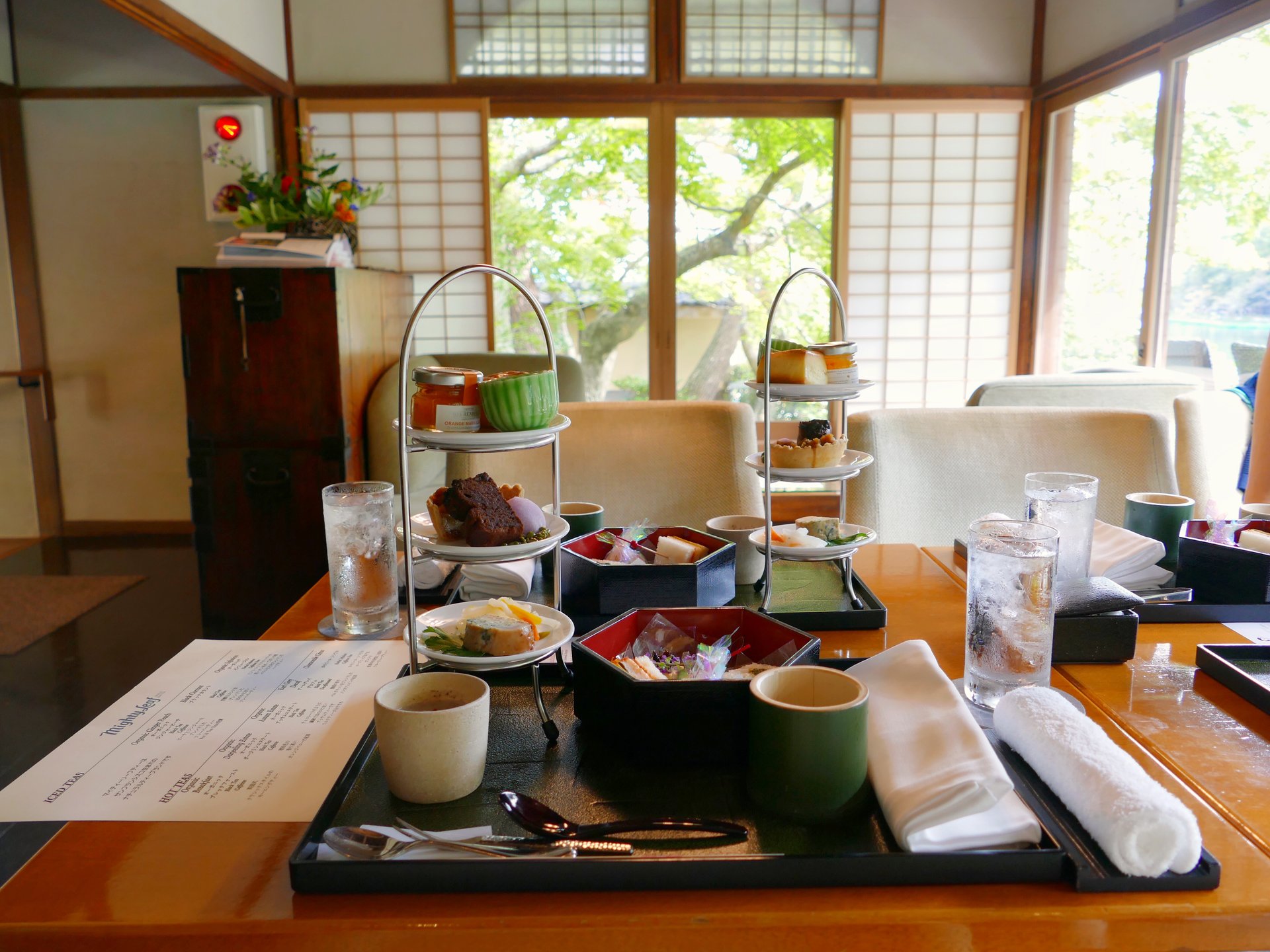 京都嵐山おすすめカフェ♡茶寮はっすいアフタヌーンティー景色の良いテラス席有